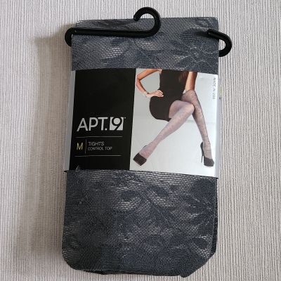 New Apt. 9 Control Top Fashion Tights. Size Medium. Grey Floral Print.